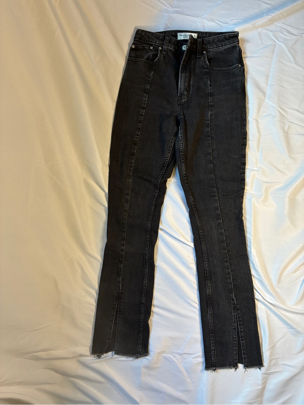 Abercrombie & Fitch Black Straight-Leg Jeans with Split Hems